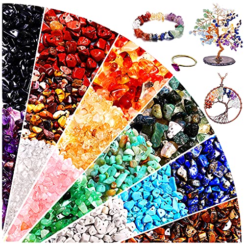 600PCS Crystal Stone Beads for Jewelry Making, Natural Chip Stone Bead