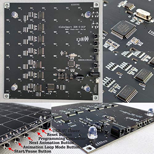 iCubeSmart 3D Led Cube Light DIY Kit with 3D Animation Editing Software Squared LED 8x8x8 Electronic Toy for Children and Teenagers Learning iCubeSmart