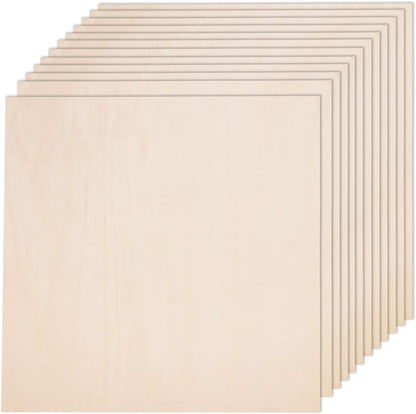 60 Pack Basswood Sheets for Crafts-12 x 12 x 1/8 Inch- 3mm Thick Plywood Sheets with Smooth Surfaces-Unfinished Squares Wood Boards for Laser