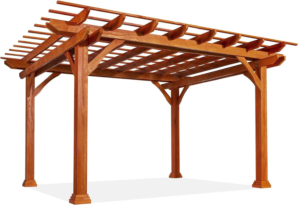 U-MAX Wood Pergola 12'x10' Cedar Wood Gazebo with Durability, Stability, Structure, Snow and Wind Supported,Mirador Outdoor Pergola for Patio Deck U-MAX