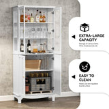 ARTPOWER 72" Freestanding Kitchen Pantry Storage Sideboard, Classical Tall Cabinet with Glass Door and Adjustable Shelves for Kitchen, Livingroom and ARTPOWER