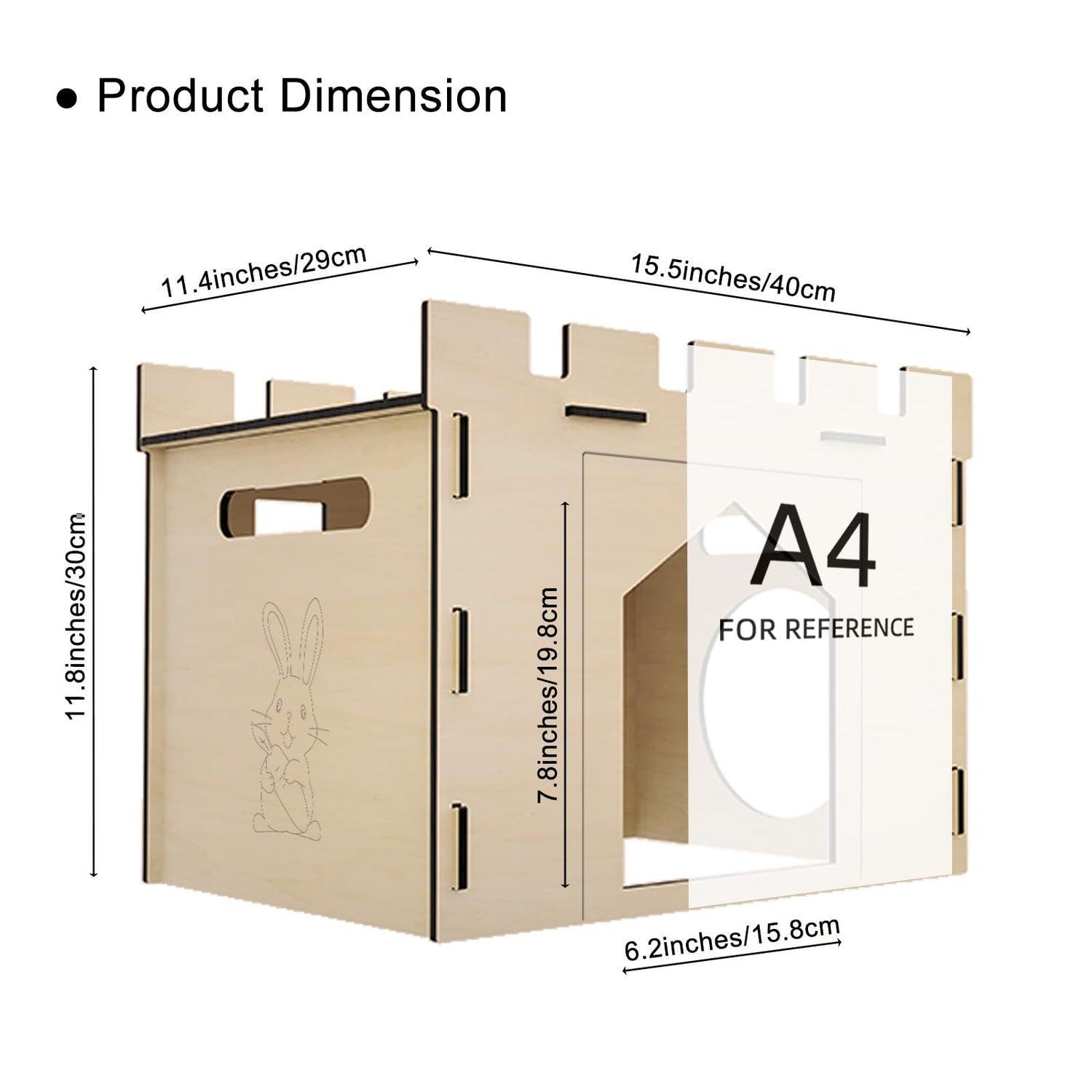 HIIMALEX Sturdy Bunny House with Spacious Perch Hidey Detachable Playhouse for Rabbit Hideout Castle Tower Toys for Indoor Bunnies Guinea Pig Hamster HIIMALEX