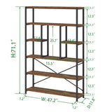 Rustic Industrial 6-Tier Metal and Wood Bookshelf by LVB LVB