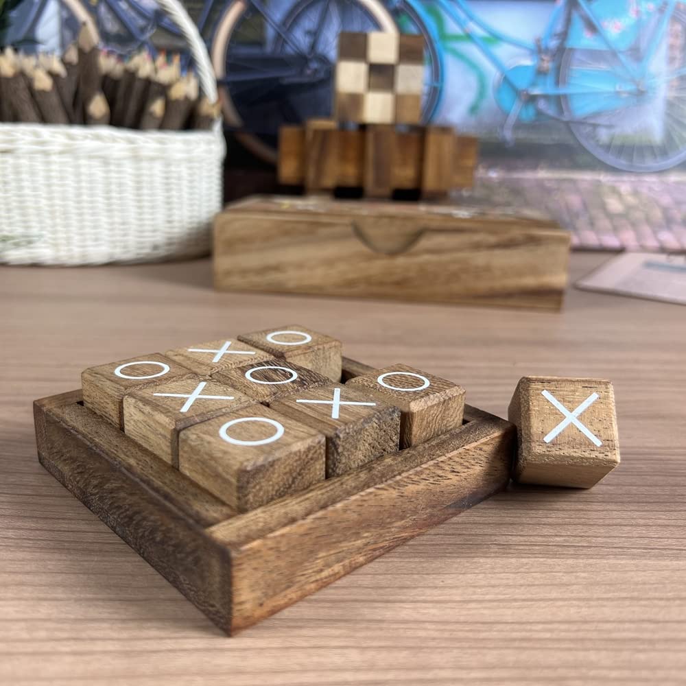 NUTTA - Wooden TIC TAC Toe Game Coffee Table Decor Family Game Night Indoor Outdoor Fun Games for Teens and Adults Classic OX Wood Board Game