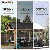 Sunjoy Wood Gazebo 11 x 13 ft. Outdoor Patio Premium Cedar Frame Gazebos with Matte Black Steel Gable Hardtop Roof for Garden, Backyard Shade, Black Sunjoy