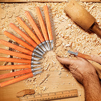 Wood Carving Tools Set, Pumpkin Carving Kit, 12 PCS Wood Carving Kit for DIY Sculpture Carpenter Experts & Beginners, Relief Tools for Wood Blocks,