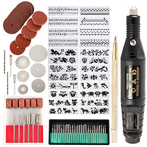 Toolly 108 Pcs Engraving Tool Kit, Multi-Functional Electric Corded Micro Engraver Etching Pen DIY Rotary Tool for Jewelry Glass Wood Metal Ceramic