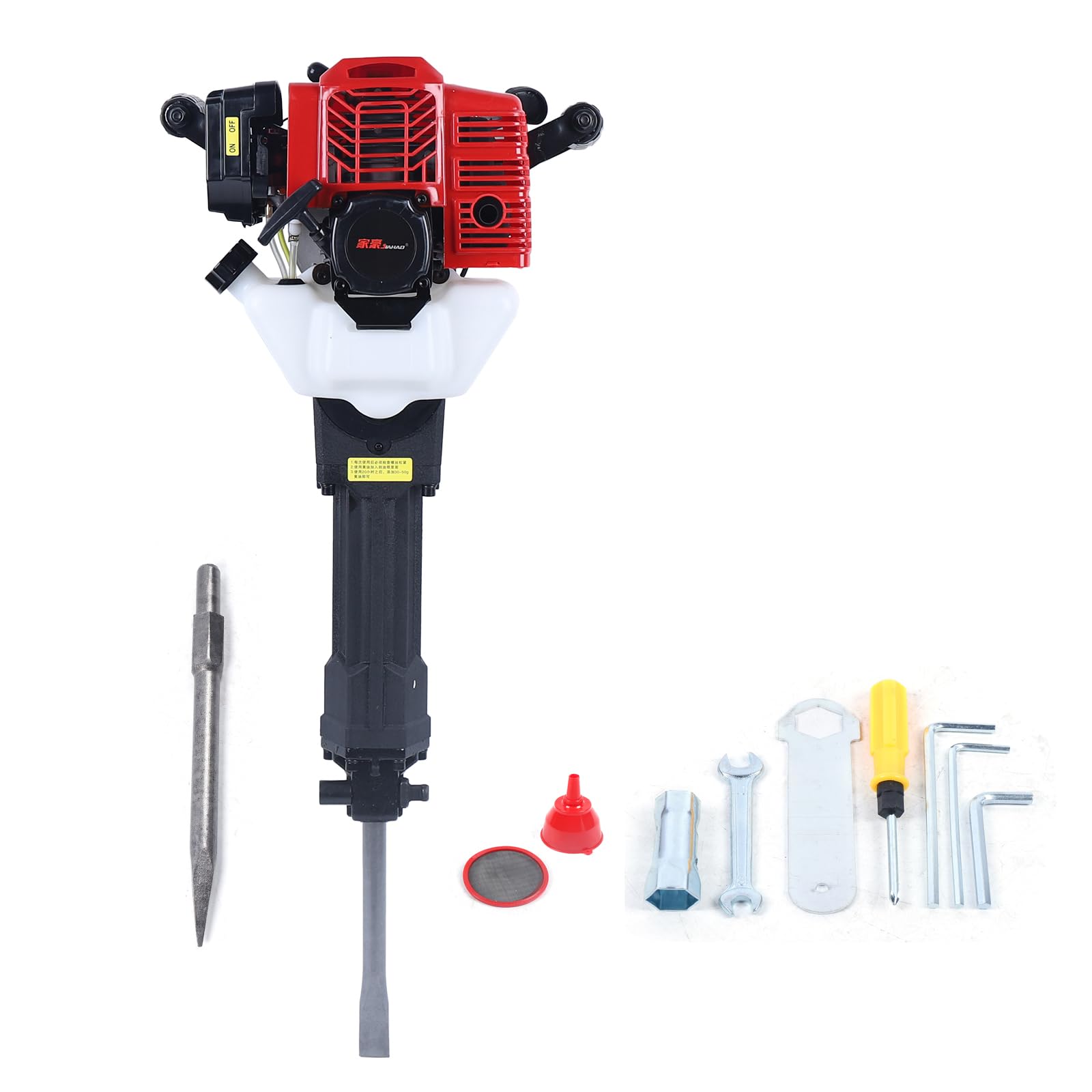 52CC Demolition Jack Hammer, 2 Stroke Gas Powered Concrete Breaker Punch Drill Jack Hammer 1500BPM with 2 Chisel Hand Pull Air Cooling for Heavy - WoodArtSupply