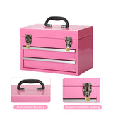 14 Inch Steel Portable Tool Box with drawers - Tool Storage Box Organizer with Metal Latch Closur - Powder Coated Toolbox Chest for Tools Storage TWUBLK