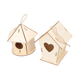 FUNOMOCYA 2pcs Wooden Bird House Decorative Bird Houses Kids playset Outdoor Outside Kids Toys Unfinished Wood Birdhouse Unpainted Wooden Birdhouses FUNOMOCYA