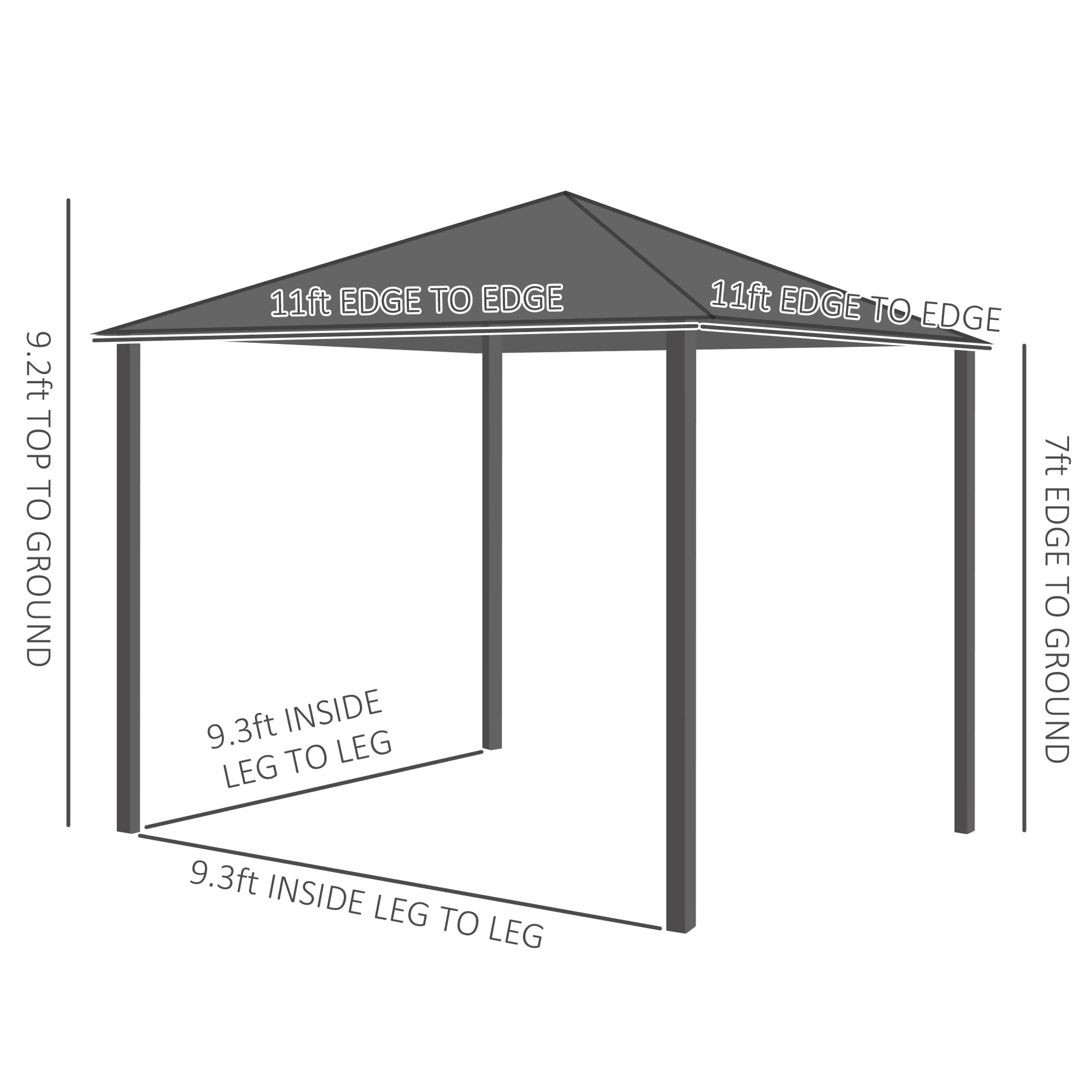 Outsunny 11' x 11' Hardtop Gazebo with Metal & Acrylic Combined Roof, Wood Frame, Permanent Pavilion Grill Gazebo with Bar Counters, Ceiling Hook, - WoodArtSupply