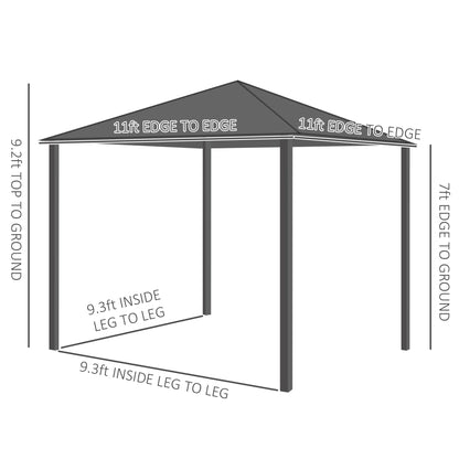 Outsunny 11' x 11' Hardtop Gazebo with Metal & Acrylic Combined Roof, Wood Frame, Permanent Pavilion Grill Gazebo with Bar Counters, Ceiling Hook, - WoodArtSupply