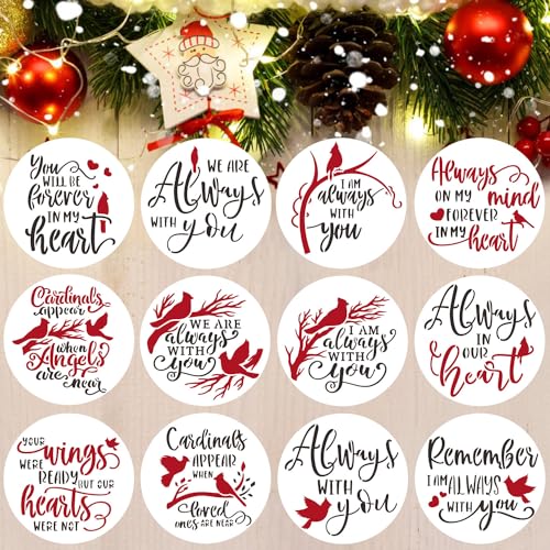 Christmas Stencils for Painting on Wood Slice 4inch,Small Cardinal Stencils Christmas Stencil Xmas Holiday Templates for Christmas Tree Cookie Tiered Tray Coffee Latte Gift Tags Decor