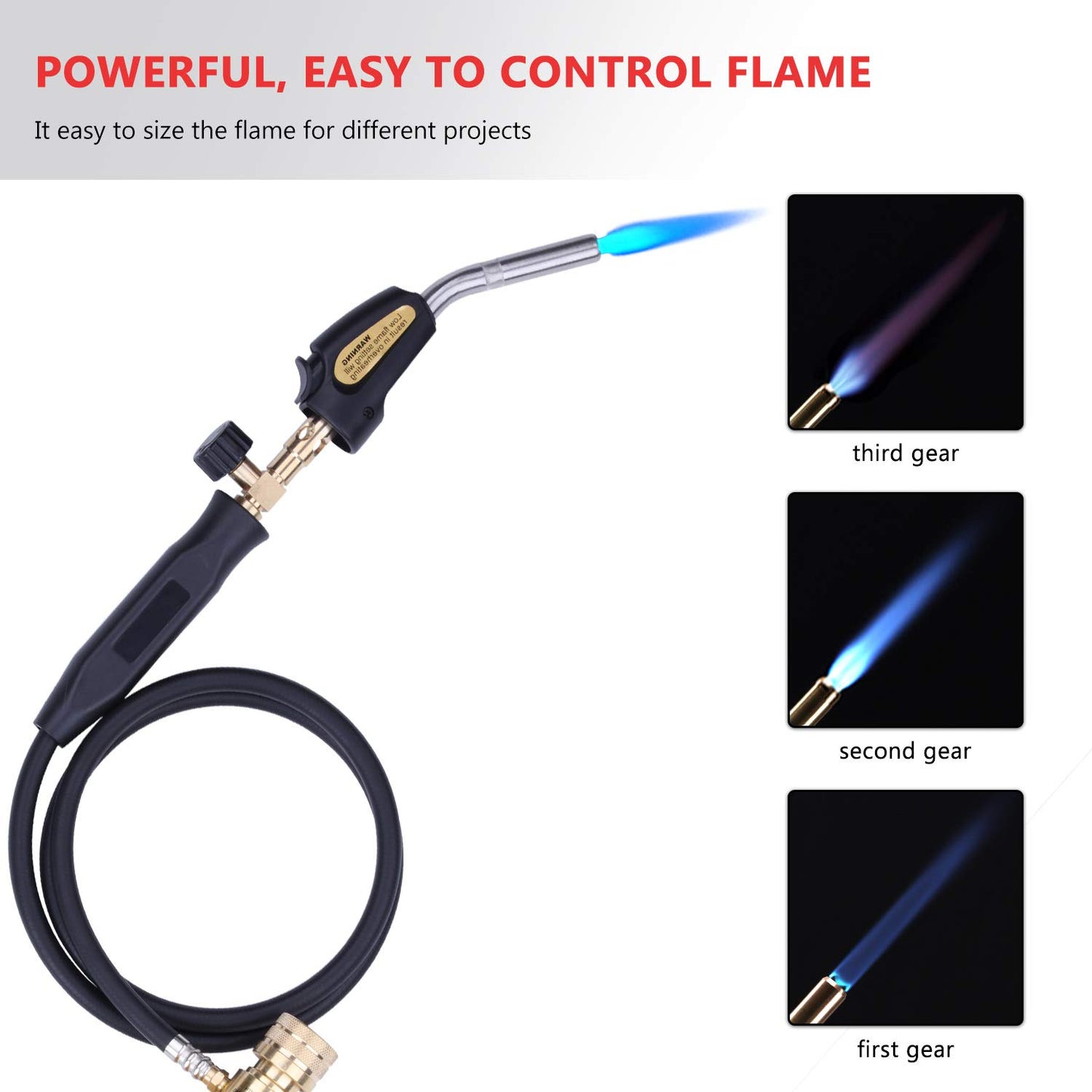 Propane Torch Hand Hose, Mapp Gas Torch,Welding Torch,Hose Length 1.5M/60"Maximum Operating Temperature 1900℃/3600℉-with Hook (Quick ignition with - WoodArtSupply