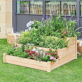 Topeakmart 3 Tier Raised Garden Bed Wood Garden Box Wooden Vegetables/Flower/Herb Elevated Garden Planter Boxes Outdoor, Wood Topeakmart