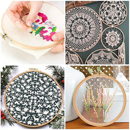 2 Pack 4'' Embroidery Hoop, Guofa Beech Wood Cross Stitch Hoops, Hanging Embroidery Frame Hoop for Decoration - WoodArtSupply