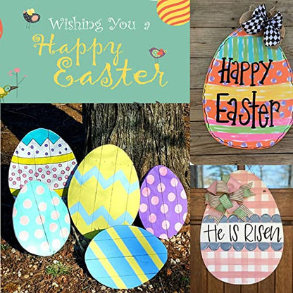 16 Pieces Large Easter Egg Cutout Unfinished Easter Egg Cutout Easter Wooden Cutouts Easter Decoration for Easter Crafts, 11 x 9.7 Inch