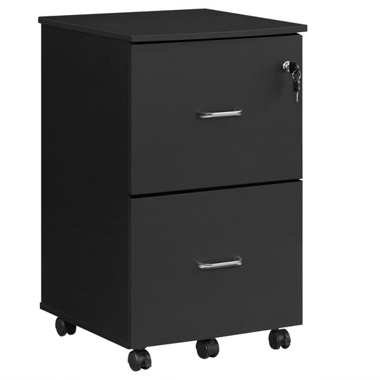 VASAGLE 2-Drawer File Cabinet, Locking Wood Filing Cabinet for Home Office, Small Rolling File Cabinet, Printer Stand, for A4, Letter-Size Files, - WoodArtSupply