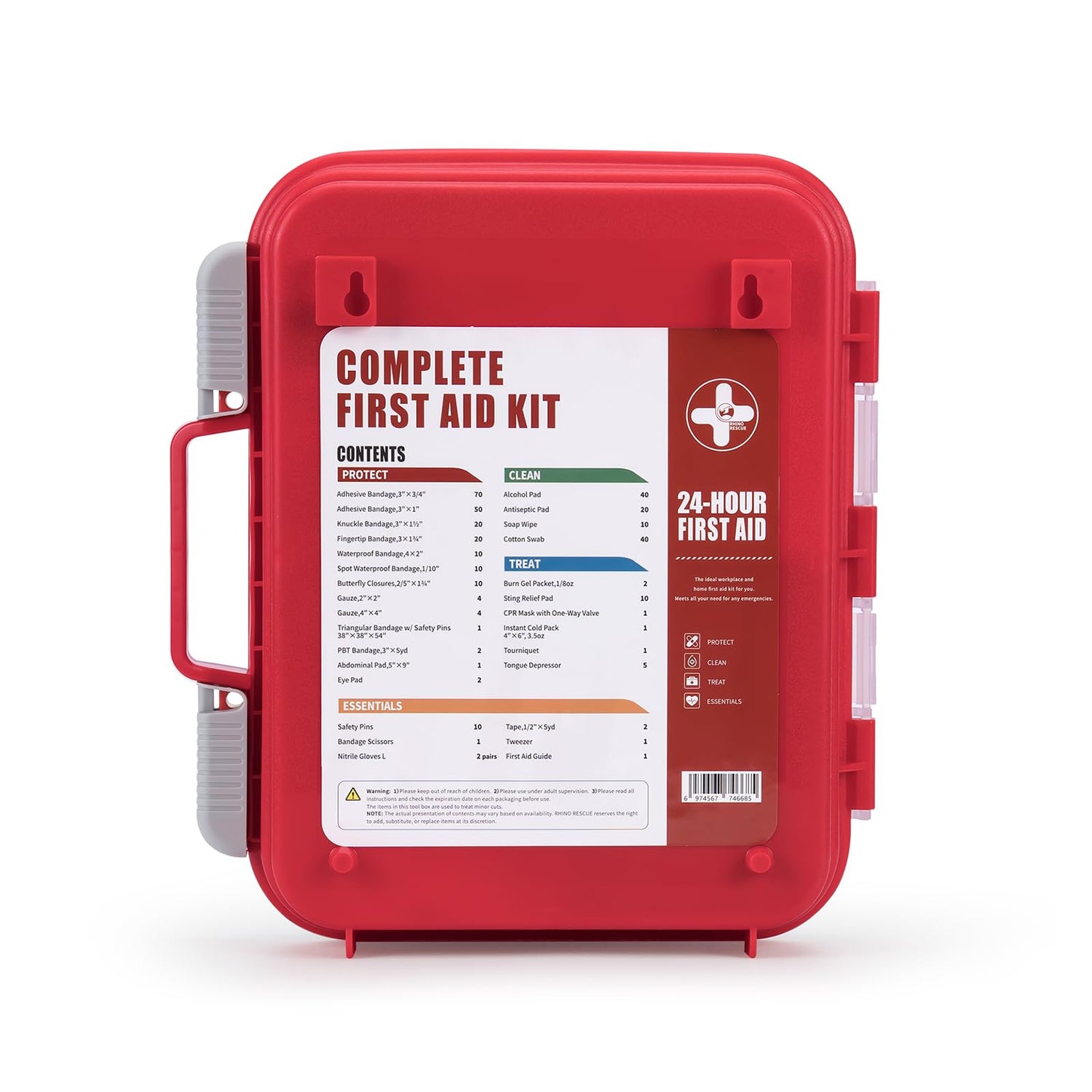 RHINO RESCUE 350 Pieces All-Purpose First Aid Kit, Home & Office Professional Medical Supplies, Ideal for Emergency, School, Car, Survival, Travel, RHINO RESCUE