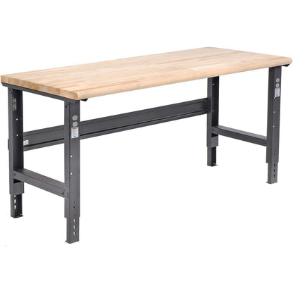 Global Industrial Adjustable Height Workbench C-Channel Leg, 72" W x 30" D, 1-3/4" Maple Top Safety Edge, Black - WoodArtSupply