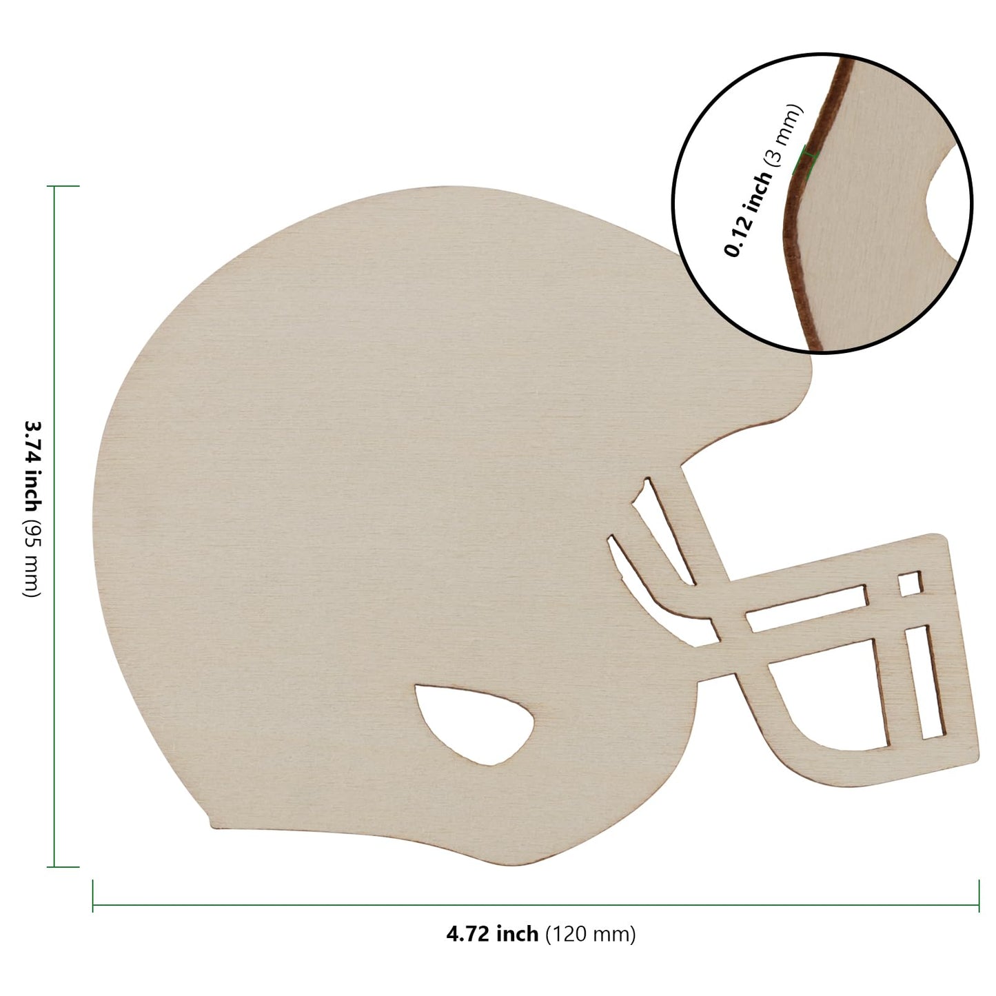 HAKZEON 60 PCS Wood Cutouts Football Helmets, Unfinished Wood Football Helmet, Blank Football Helmet Craft Wood Unfinished Wooden Football Ornaments - WoodArtSupply