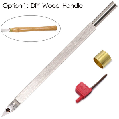 10 Inches Woodturning Tool Carbide Tipped Lathe Chisel Sharp Detailer Tool bar Blades Gouge Skew Spear 35° With Diamond Carbide Insert and Copper
