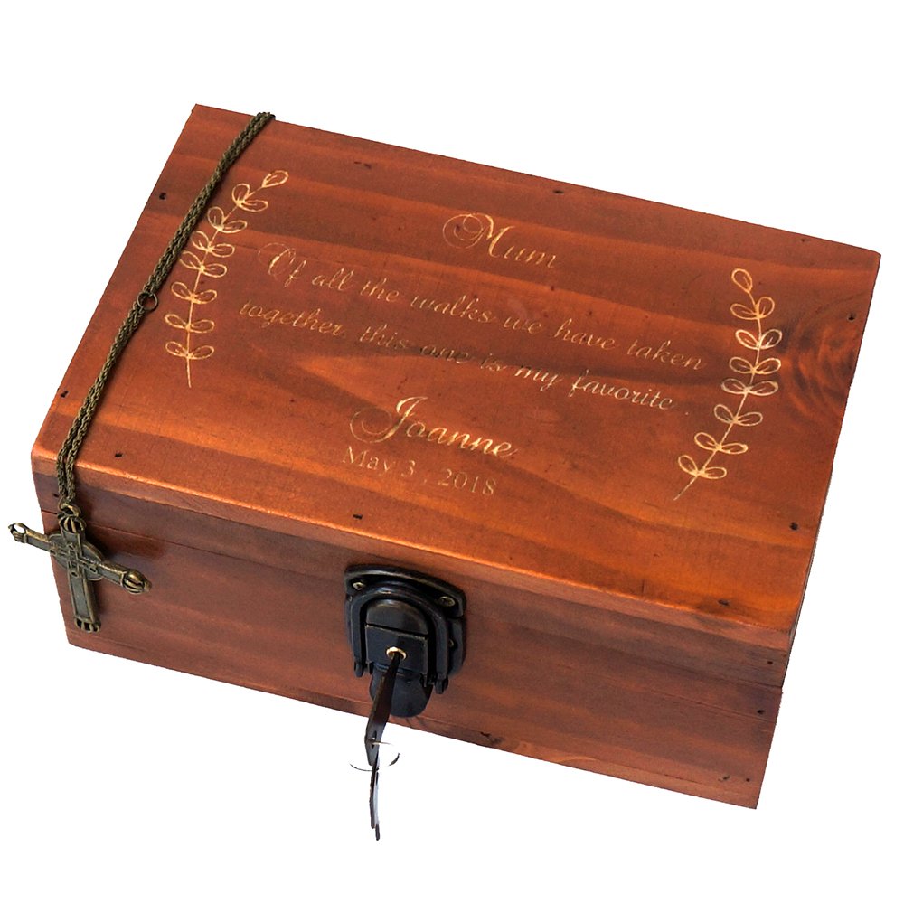 Awerise Personalized Wooden Keepsake Box w/Lock Key, Custom Jewelry Box, Bridesmaid Box, Mother Girlfriend Gift Awerise