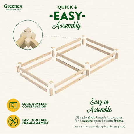 Greenes Fence Original Pine Raised Garden Bed, 4' x 8' x 7" - Made in USA with American Pine Greenes Fence
