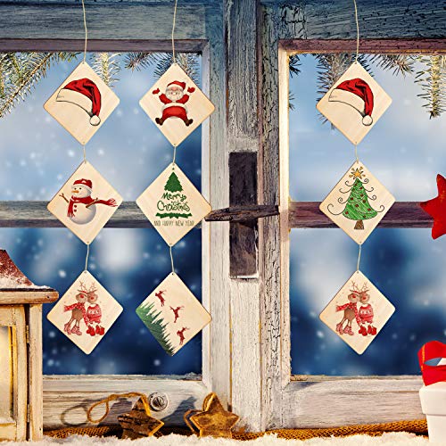 80 Pieces 4 Inch Unfinished Wooden Square Blank Natural Wood Slices Wooden Cutout Tiles for DIY Crafts Home Decoration Painting Staining (Square) Coopay