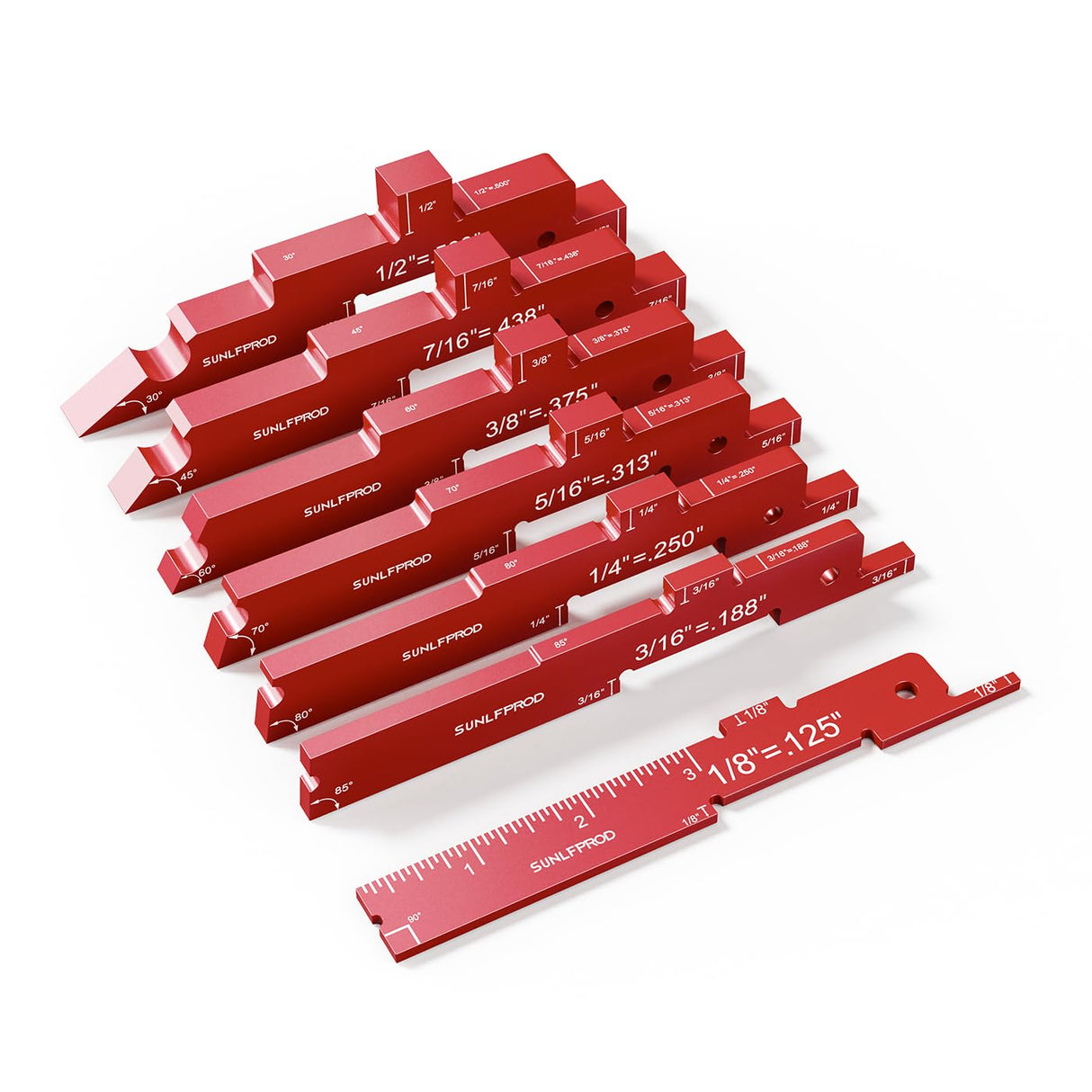 SUNLFPROD Router Table Setup Bars 7pcs Aluminum Precision Router Setup Blocks Woodworking & Setup Bars for Routers Tables Saw Accessory, Measuring SUNLFPROD