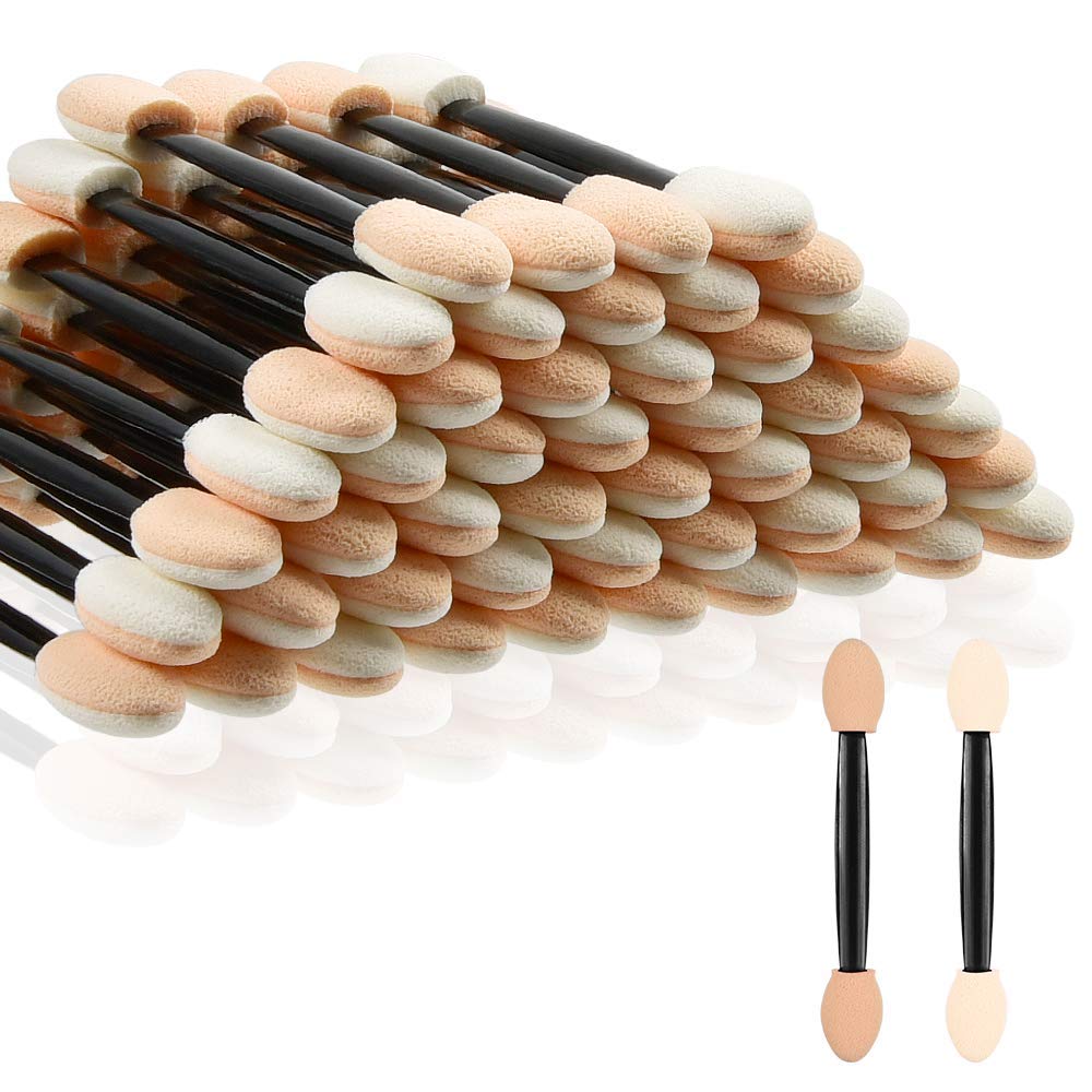 MORGLES Eyeshadow Applicators, 50pcs Eyeshadow Brush 2.4 Inch Eye Shadow Applicator Sticks Double Sided, Makeup Applicator for Women Girls, Black MORGLES