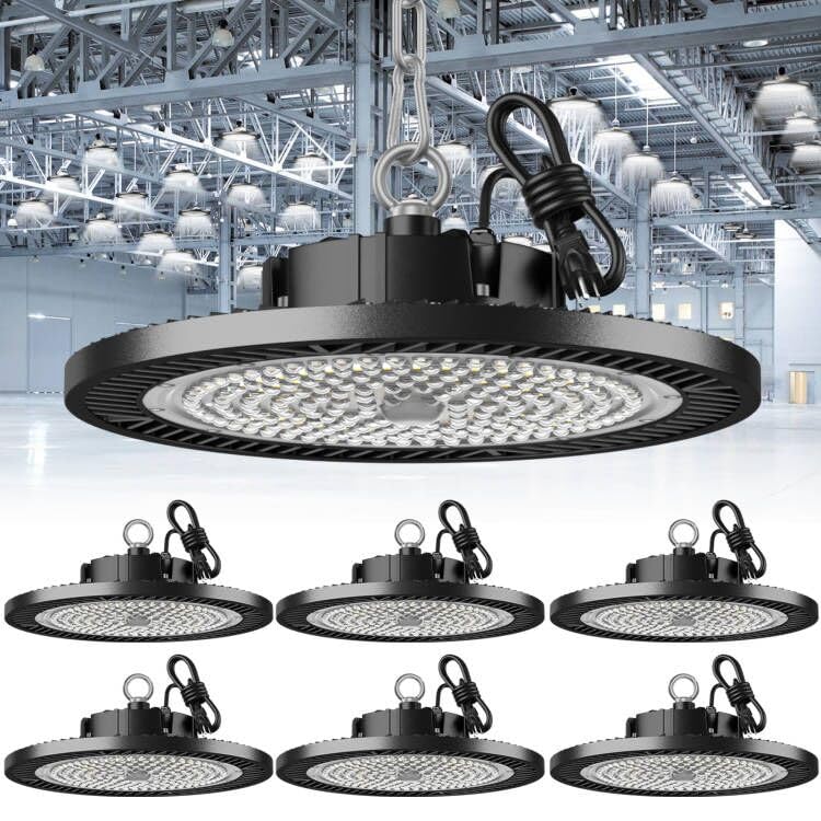 ELEKICO UFO Led High Bay Light Shop Lights 150W 21000Lm 5000K Daylight with Plug, UFO High Bay Lights for Garage Warehouse Workshop Factory Barn