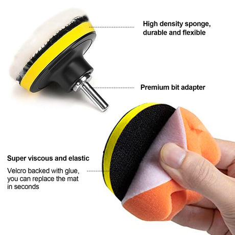 22 Pcs Polishing Pads Kit,3 Inch Sponge Buffing Pads,Buffer for Car Detailing, Polishing Wheel for Drill,Car Buffer Polisher Kit Drill Buffing Kit Harewu