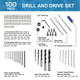 PRESTO Drill Bit Set - 100-Piece Drilling and Driving Combo Kit High Speed Steel Drill Bits & Driver Set for Wood Metal Cement Masonry and Plastic PRESTO