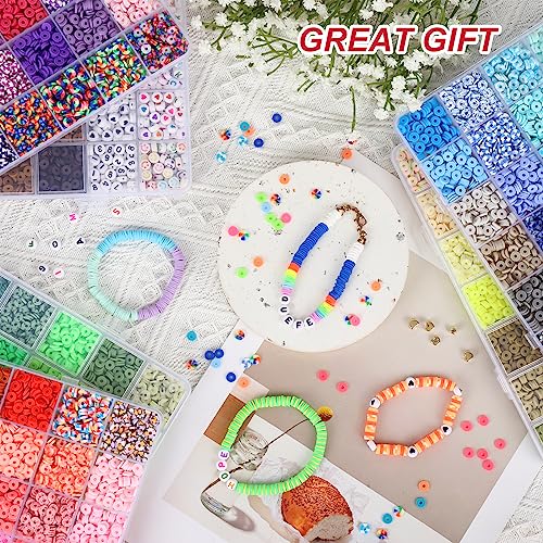 Quefe Clay Beads, 20000pcs, 160 Colors, Clay Bead Bracelet Making, Flat Round Polymer Heishi Beads Kit, DIY Craft Jewelry Making Gifts QUEFE