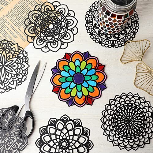 18 Pack Color Mandala Window Clings DIY Stained Glass Kits Suncatchers for Windows Arts and Crafts DIY Kit for Adults Mandala Sun Catcher for Tinlade