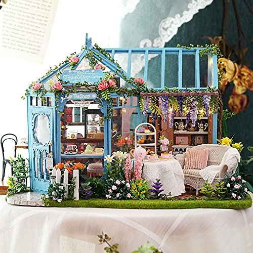 TuKIIE DIY Miniature Dollhouse Furniture Kit, 1:24 Scale Creative Room Wooden Doll House Accessories Plus Dust Proof & Music Movement for Kids Teens