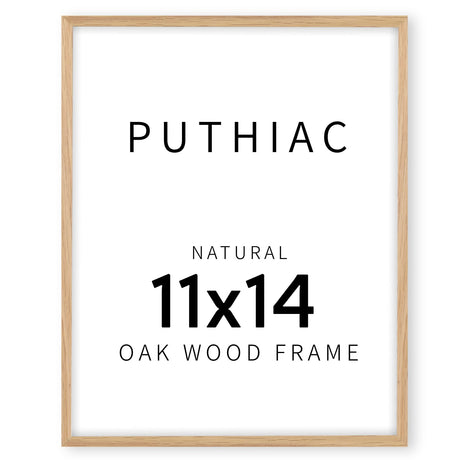 puthiac 11x14 Oak Wood Picture Frame - Minimalist 11x14 Poster Frame, 11"x14" Frame Wood, Natural Solid Wooden Picture Frames for Wall Art Photo and puthiac