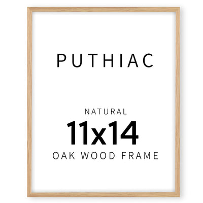 puthiac 11x14 Oak Wood Picture Frame - Minimalist 11x14 Poster Frame, 11"x14" Frame Wood, Natural Solid Wooden Picture Frames for Wall Art Photo and