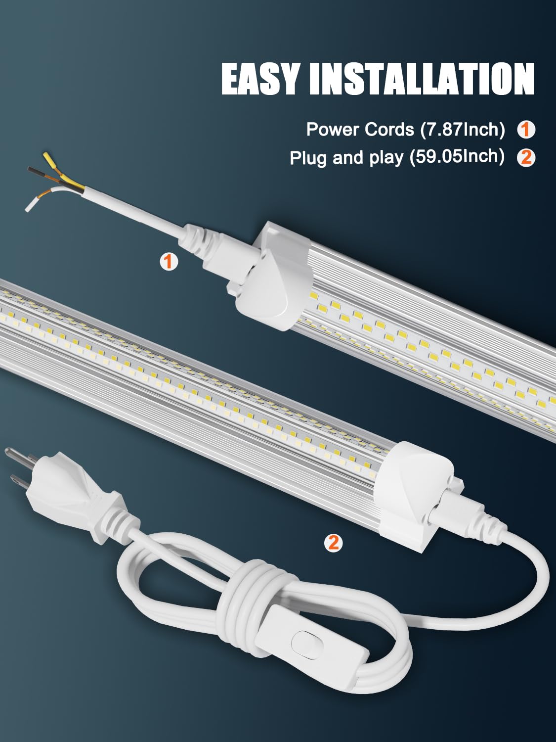 ELEKICO 6 Pack 100w 8ft Led Shop Light, Super Bright 15000lm 5000k V Shape 8' Led Shop Lights, Linkable 8 Foot Led Shop Lights for Garage Warehouse, ELEKICO