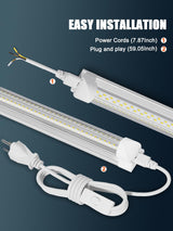 ELEKICO 6 Pack 100w 8ft Led Shop Light, Super Bright 15000lm 5000k V Shape 8' Led Shop Lights, Linkable 8 Foot Led Shop Lights for Garage Warehouse, ELEKICO