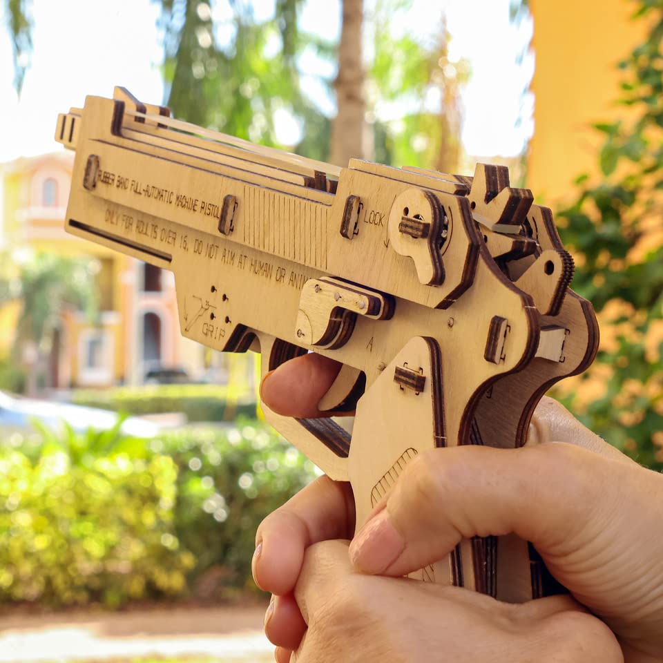 Caliber Gourmet 3D Wooden Puzzle Rubber Band Game Toy DIY Craft Kit, Wood Model Kit for Adults and Kids to Build, Brain Teaser Wooden Jigsaw Puzzles Caliber Gourmet