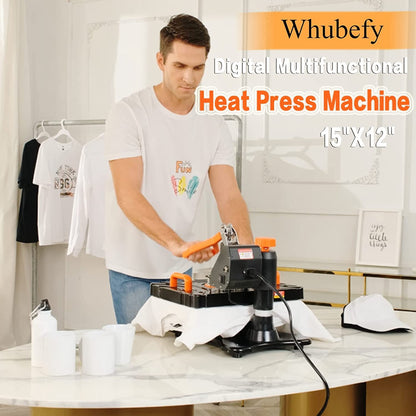 WHUBEFY Heat Press, Heat Press Machine for T Shirts,15" x 12" Heat Press Tshirt Press Machine 8 in 1 Multifunction Shirt Press Sublimation for Shirts