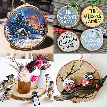 Wood Slices 6 Pack 7"-8" Wood Rounds, Large Wood Slices for Centerpieces Unfinished Wooden Ornaments for Crafts,Wedding,Table Centerpieces,DIY