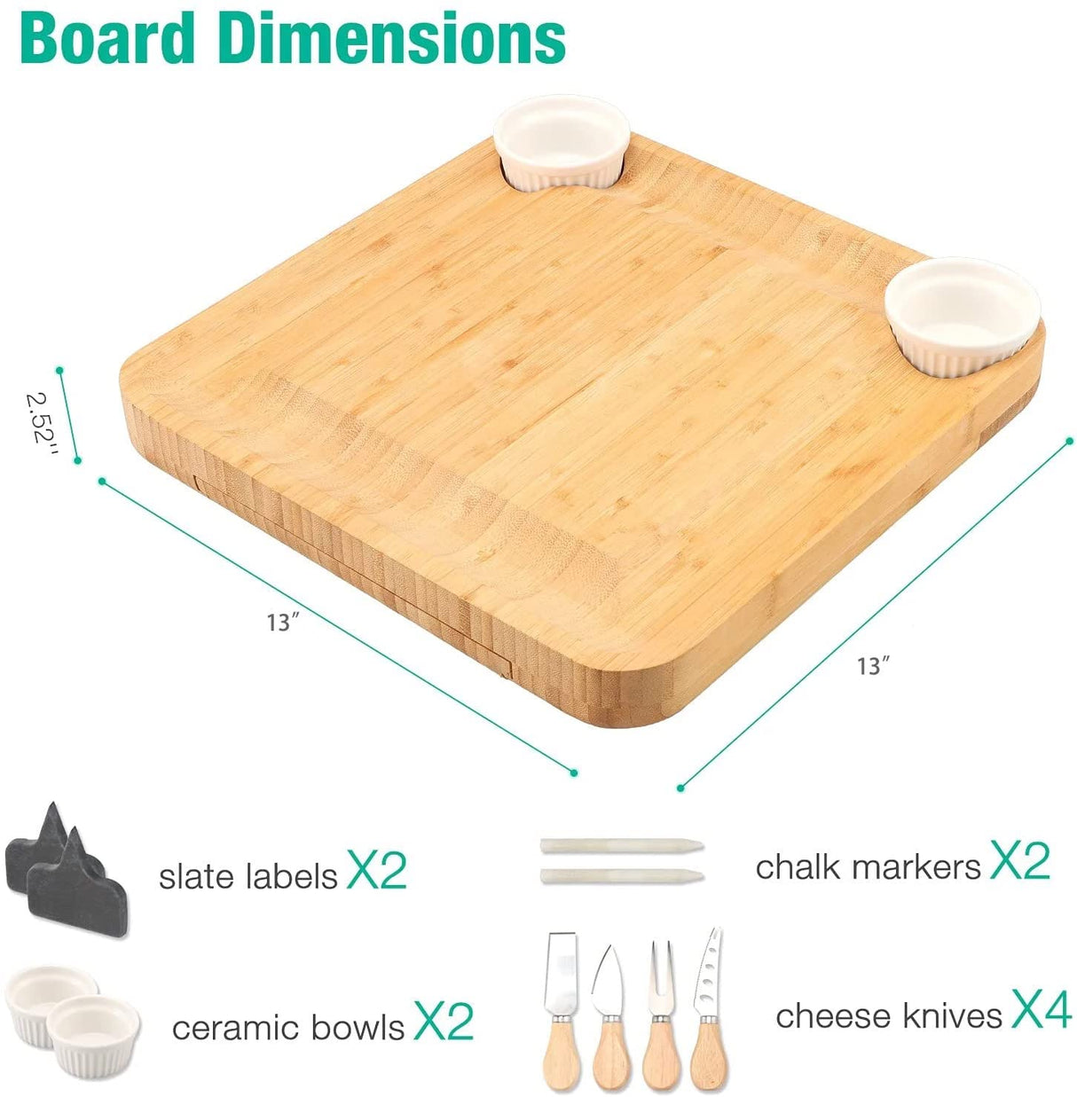 Personalized Bamboo Charcuterie Board Set/10pcs Cheese Board And Knife Set, Realtor Closing gift, Custom Charcuterie board, Wedding Gift WoodArtSupply