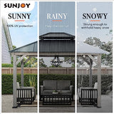 Sunjoy 10 x 12 ft. Wood Gazebo, Outdoor Patio Steel Hardtop Gazebo, Cedar Framed Wooden Gazebo with 2-Tier Metal Roof, Suitable for Patios, Lawn and Sunjoy