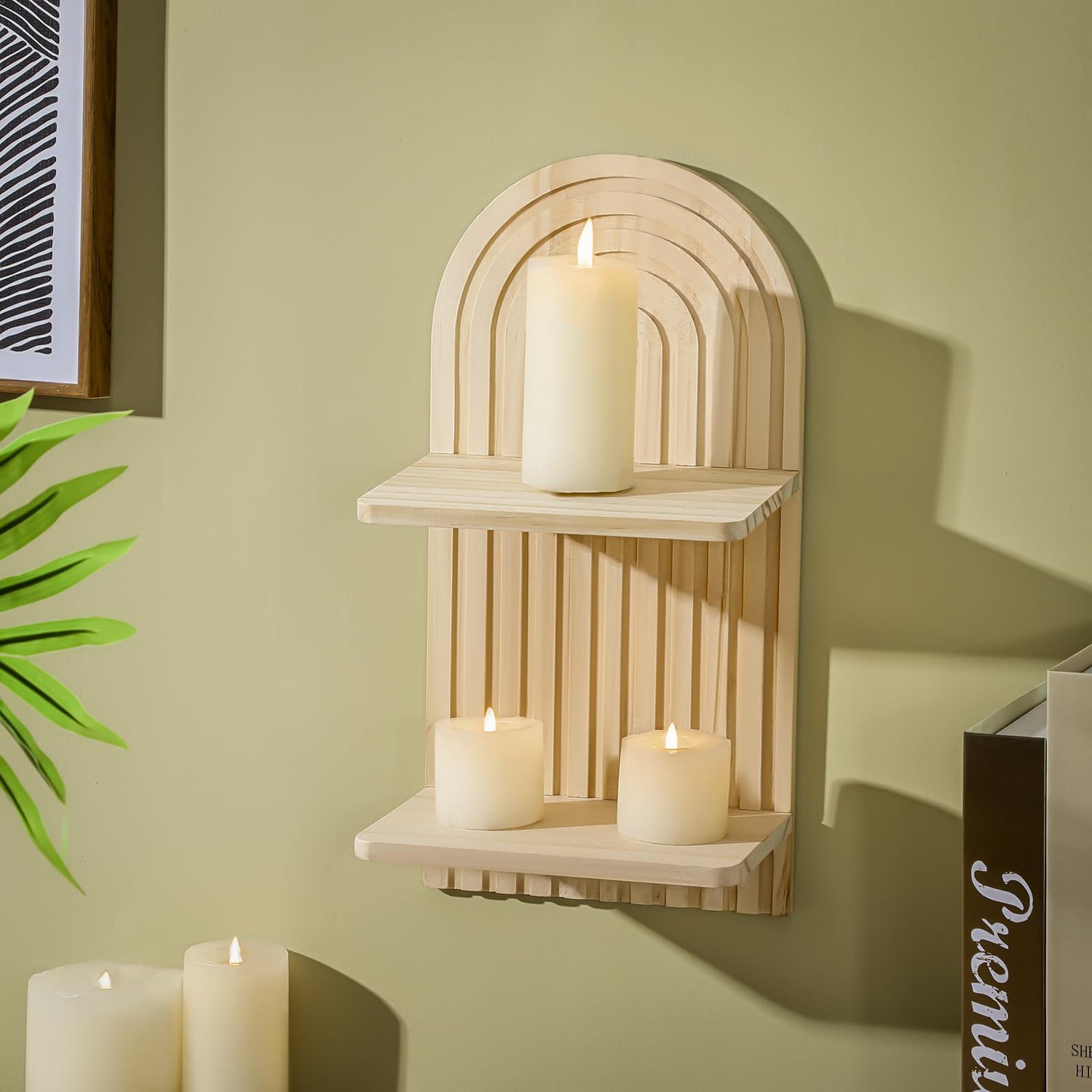 Boho Wooden Rainbow Wall Shelves - 2-Piece Set for Stylish Nursery & Home Decor Tatuo