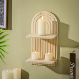 Boho Wooden Rainbow Wall Shelves - 2-Piece Set for Stylish Nursery & Home Decor Tatuo