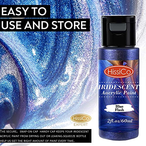 Iridescent Acrylic Paint, Set of 16 Chameleon Colors 60ml 2 OZ Bottles, High Viscosity Shimmer Paint, Non-Toxic and Fade-Resistant for Artists, HissiCo