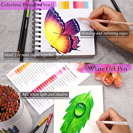 KALOUR Premium Colored Pencils,Set of 120 Colors,Artists Soft Core with Vibrant Color,Ideal for Drawing Sketching Shading,Coloring Pencils for Adults KALOUR